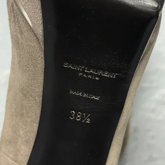 SAINT LAURENT PARIS dark gray suede leather platform stiletto heel shoes - Picture 8 of 9